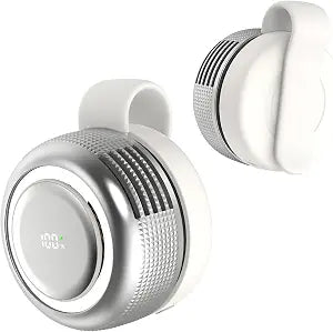 Mini Bladeless Clip on Fan with LED Light, 5-Speed Portable Silent Fan for Office, Hospital, Library, Travel, Hiking, Hands-Free Personal Fan for Outdoor, Summer Travel Gift (White)