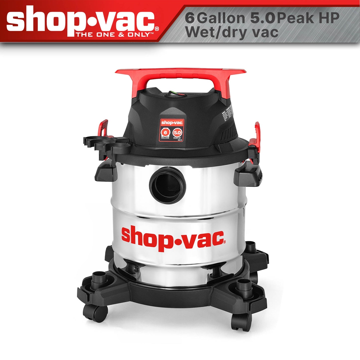 Shop-Vac® 6 Gallon Wet/Dry Vacuum, 5.0 Peak HP, Stainless Steel Tank