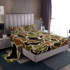 Feelyou Duck Hunter Camouflage Sheet Set Twin Size Teens Kids Deep Pocket