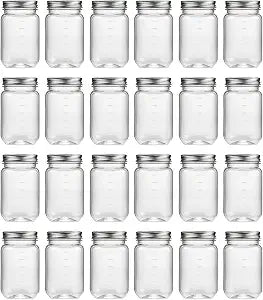 novelinks 16 oz Plastic Mason Jars and Clear Plastic Containers with Lids