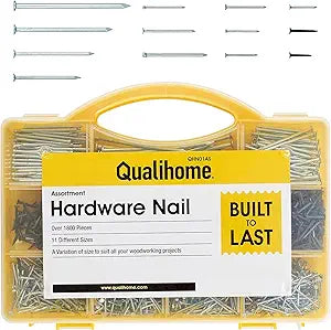 Top Quality Nail Assortment Kit Over a 1800 Multipurpose Hardware Nails - 11 Different Sizes Non Bendable & Sturdy - Compact Organized Box
