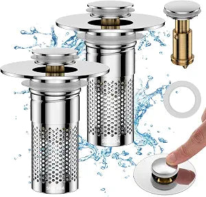 Bathroom Sink Drain Strainer for 1.1"-1.45" Basin Drain Holes(2 Pcs)