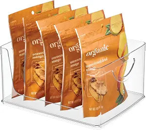 iDesign Stackable Open-Front Storage Bin with Handles, Clear