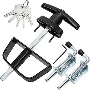 WRINGKIT Shed Door Latch Kit, 5 Keys and 2 Spring Loaded Latches