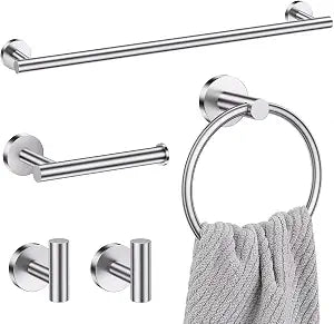 Lairuier 5-Piece Bathroom Hardware Set, Brushed Nickel Towel Bar Wall Mount