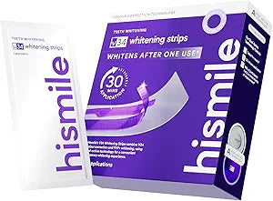 Hismile V34 Whitening Strips, Teeth Whitening Strips, Pack of 28 Strips, Purple Whitening Strips, Combining Whitening and Colour Correction - 14 Treatments