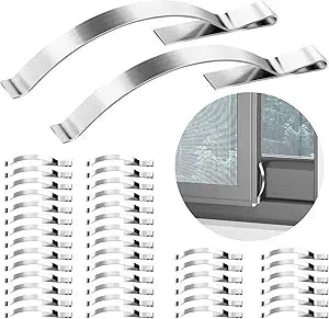 30 Pcs Corner Mount Flat Window Spring Stainless Steel Window Screen Clips, Prevent Screen Windows Shaking