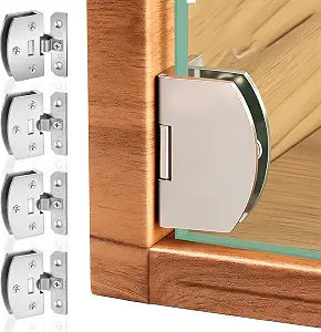 4Pack No-Drill Glass Door Hinges Kit,Zinc 90 Degree Heavy Duty Alloy Shower