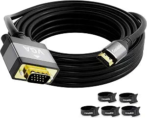 HDMI to VGA Cable 15 FT, Uni-Directional HDMI (Source) to VGA (Display)