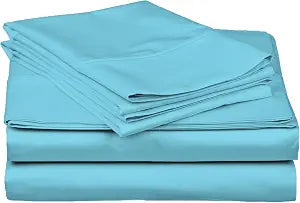 Combed Cotton, 300 Thread Count; Deep-Fitting Pocket, Soft & Smooth 3-Piece Twin XL Sheet Set, Solid Teal