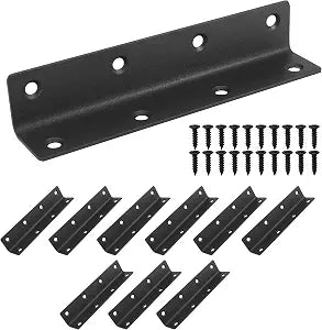L Bracket, Heavy Duty Corner Brace, 10 Pack 5.51" Metal Shelf Bracket Angle Bracket for Shelves, Black Metal Braces for Wood, 140mm Overall Length