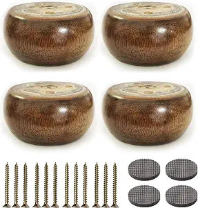 2 Inch High Wooden Sofa/Bed Riser Round Shaped Wood Furniture Legs/Couch Legs/Replacement Sofa Feet/Dresser Leg Set of 4 Diameter: 3.7inch, Walnut