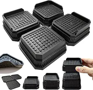 Adjustable Furniture Risers Bed Risers 4Pack Black Rectangular Lift Blocks