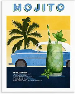 Mojito Automobile Recipe, 11 x 14 Inch Mounted Print on Wall Plaque