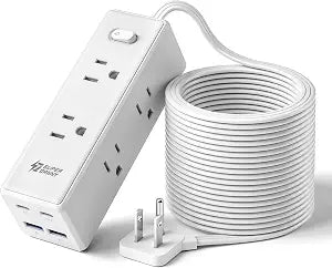 SUPERDANNY 15Ft Extension Cord with Multiple Outlets, Flat Plug Power Strip