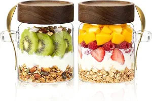10oz Glass Storage Jar with Lids Spoons Glass Coffee Canister Borosilicate Glass Food Container for Coffee Beans Nut Pasta Sugar Candy Spice Rice Loose Tea (300ml/10oz-2 Pack)