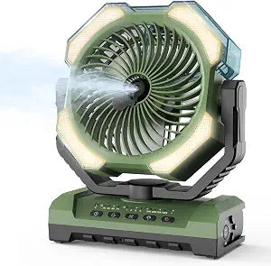Camping Misting Fan - Portable Battery Powered Fans with Light