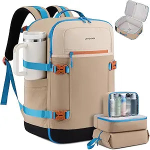 LOVEVOOK 40L Travel Backpack for Women & Men, Airline Approved Carry On Backpack with 3 Packing Cubes, TSA Personal Item Bag, Waterproof Weekender Overnight Backpack Fits 17" Laptop