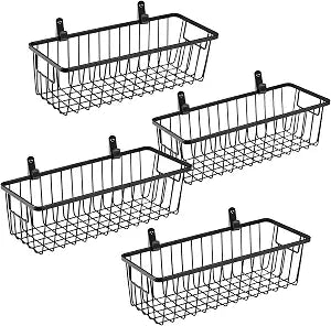 SheeChung Wall Hanging Baskets, Small Wire Basket for Organizer, 4 Pack