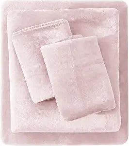 Viviland Plush Microfleece Twin Bed Sheet Set, Pink