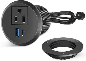 VILONG 2 inch Desk Recessed Power Grommet, 20W USB-C Charging, 6FT Cord