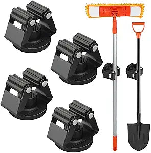 MUTUACTOR Magnetic Broom Holder,4PCS Anti-Slip Magnetic Mount Storage Broom Holders with Rubber Grippers,12lbs Heavy Duty Magnetic Tool Holder for Work Garage Laundry Kitchen RV Van Accessories