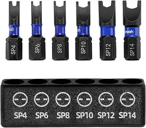 Magnetic Spanner Bit Set, 1" 6-Piece Security Bits SP4 SP6 SP8 SP10 SP12 SP14,S2 Steel Security Bit Set,Magnetic Spanner Screwdriver Bits for Impact Drivers,Electronics & Maintenance