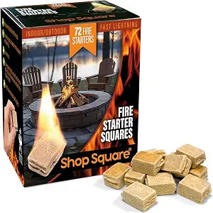 Fire Starter Squares (72 Pack) - Fire Starters for Fireplace, Grill, BBQ, Camping, Wood Stove and Bonfire Accessories - Odorless & Water Resistant