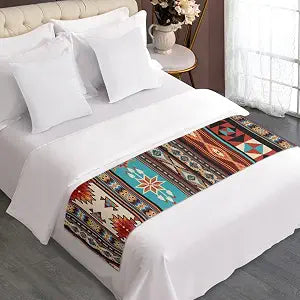 ZFRXIGN Southwestern Bed Runner Queen Size Bed Scarf Bedding Set Long Table Runner Home Decor Bedroom Bedspread Protection Cover Native American Indian Style Rug Aztec