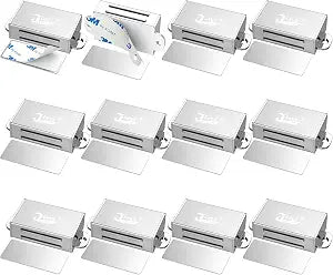 Jiayi 12 Pack Self Adhesive Magnetic Door Catch Heavy Duty 17lb Stainless Steel Cabinet Magnets for Kitchen Wardrobe Drawer Cupboard Door Latch Closure