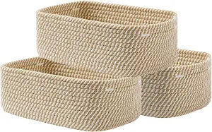KALLAX Small Woven Storage Basket for Organizing, 12 x 8 x 4.5 inch, 3 Pack