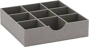 Household Essentials Grey 728-1 Deep 9 Section Drawer Organizer Box for Storage 12 in x 3.13