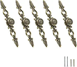 5pcs Antique Bronze Cabinet Pulls - 5 Inch Hole Centers