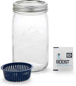Kerr Humidity Control Jar | 32oz Wide Mouth Mason Jar |6 pack Integra Boost Humidity Control