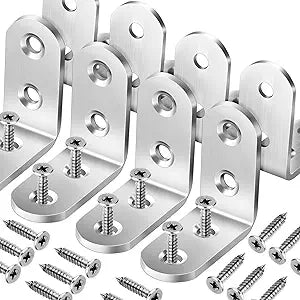 FANDAMEI 8 PCS Heavy Duty Corner Brace, 40x40mm Stainless Steel Joint Right Angle Brackets with Screws, 90 Degree Wall Brackets Hanger for Shelves, Tables, Dressers, Chairs, Silver