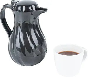 Restaurantware Thermal Coffee Carafe Pack of 1 Plastic 20 Ounces Insulated Coffee Server With Ergonomic Handle - Black Coffee Pot With Drip-Free Spout - For Catering, Hot Drinks