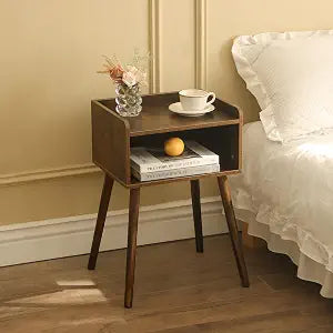 MaxSmeo Nightstand, Mid Century Modern Side Table Bedroom with Storage