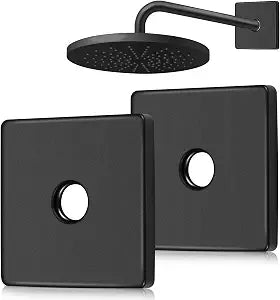 Yinkin 2 Pack 3.5 Inch Black Large Shower Arm Flange Square Plumbing Cover Plates Large Size Universal Replacement Escutcheon Cover Plate for Covering Gaps, Holes, Fits All Standard 1/2" Pipes