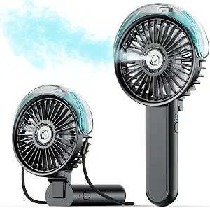 SWEETFULL Portable Misting Fan - 180 Foldable Handheld Personal Fan with Mist Spray, 3 Speeds, 30ml Water Tank, USB Rechargeable for Travel, Outdoors, Makeup, Camping, Home, and Office Use