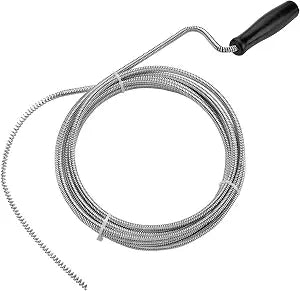 Metal Drain Snake, 10 ft Thin Auger for Sink, Shower & AC Line