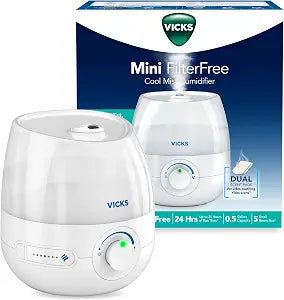Vicks Mini Filter Free Cool Mist Humidifier for Small Rooms, 0.5 Gal Tank