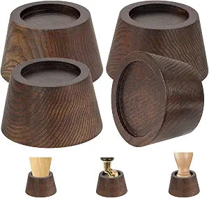 Bed Risers (Set of 4) Furniture Risers Lifts Height 2", Oak Solid Wooden Risers for Bed, Furniture Risers with Non-Slip Recessed Hole (Monolithic Wood, 4pcs-2" Hight-Walnut Color)