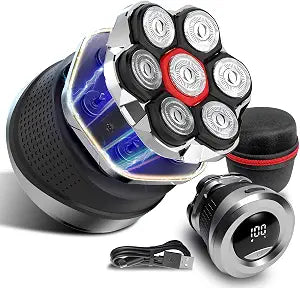 Electric Shavers for Men,7D Bald Shaver,Magnetic Heads,IPX6���Black���
