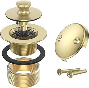 Citymoor Brushed Gold Bathtub Drain Kit and Overflow Faceplate, Tub Drains