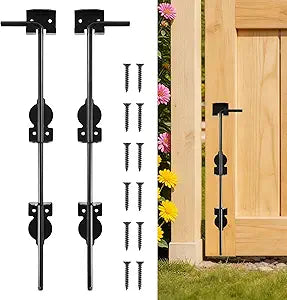 24" Cane Bolt Heavy Duty Drop Rod Gate Stopper Hardware, Gate Ground Latch for Wooden Fences Metal Gates Doors, Gate Drop Pin for Holding Gate to The Ground, Black Finish(2 Pack)