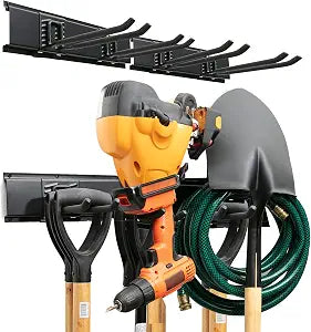TIDYME Garage Tool Organizer Wall Mount, 32", 2 Racks 4 Hooks, 200 lbs