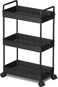 Ronlap 3 Tier Slim Rolling Storage Cart with Wheels Utility Organizer,Black