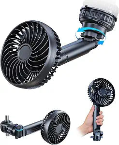 3-in-1 5000mAh Rechargeable Fan for Car Window Headrest Handheld