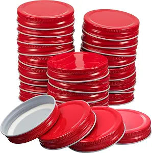 Chuangdi 30 Pack Mason Jar Lids Regular Mouth Leak Proof,Red,Steel