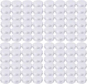 Tosnail 96 Pack of 0.5 OZ/15 ML Mini Round Tins with Screw Lids, Aluminum Empty Tin Containers, Metal Storage Jars Travel Cosmetic Container